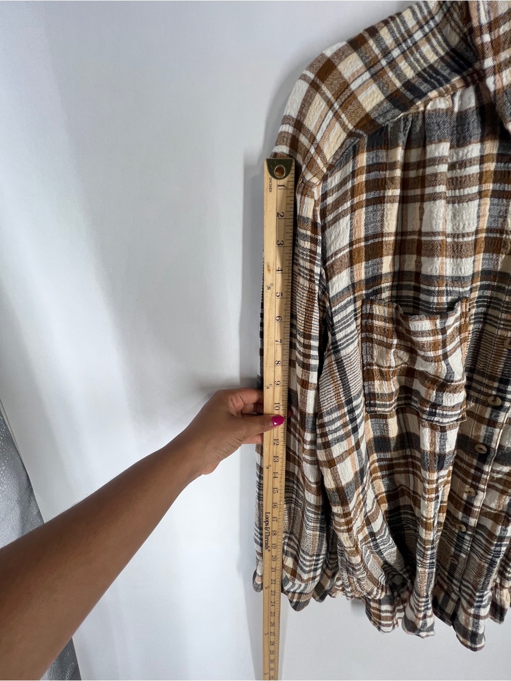 Pilcro Plaid Button-Up Shirt in Brown, Cream & Black - Picture 12 of 14